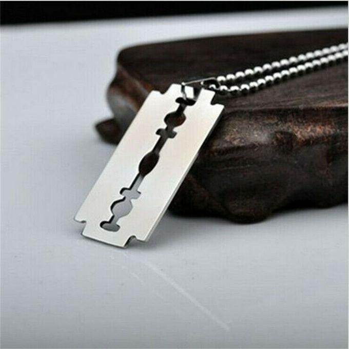 Creative Men's Stainless Steel Razor Pendant Chain Necklace, Titanium Steel Bead Chain