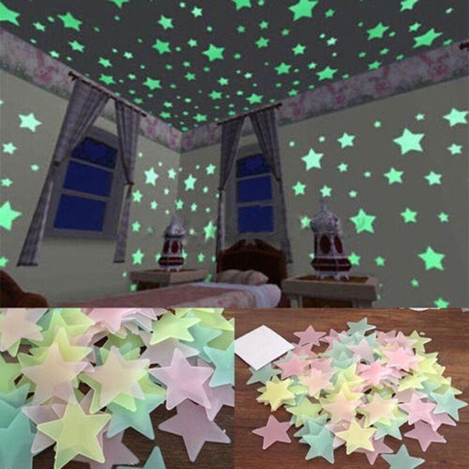 50pcs 3D Stars Glow In The Dark Luminous Wall Stickers Kids