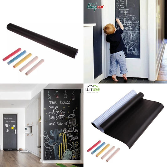 Waterproof Wall Sticking Blackboard, Wall Chalk Board Sticker for Kids, Removable Blackboard Wall Sticker, 5pcs Multicolour Chalks