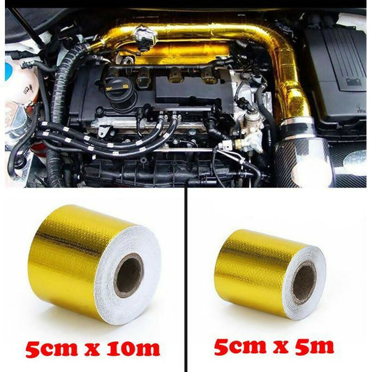 Turbo Exhaust Tape Heat Wrap Gold Thermal Air Intake Insulation Shield Reflective Heat Barrier Self Adhesive Engine