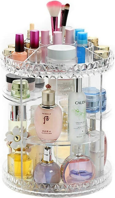 Acrylic Rotating Makeup Organizer, Clear Makeup Organizer 360-Degree Rotating, Adjustable Cosmetic Storage Display Case(28cm * 28cm * 35cm)