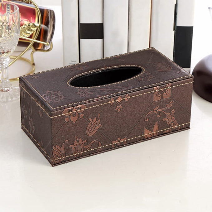 Rectangular PU Leather Tissue Box Cover, with Magnetic Lock