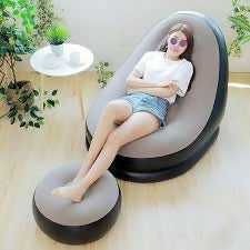 Inflatable Deluxe Lounge Seat / Inflatable seat with Foot rest & Free Pump (2pcs Sets)