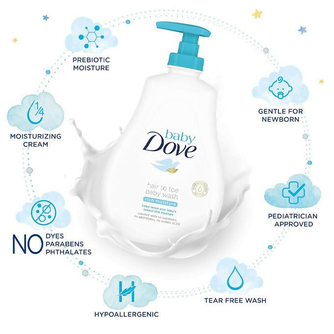 Baby Dove Rich Moisture Hair to Toe Baby Wash, 400 ml