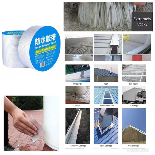 Super Waterproof Wall Crack Tape, Roof Tape Aluminium Foil Tape, Good Elasticity, Resistance to Deformation, Temperature Resistance, for Roof Leak, Surface Crack, Window Sill Gap