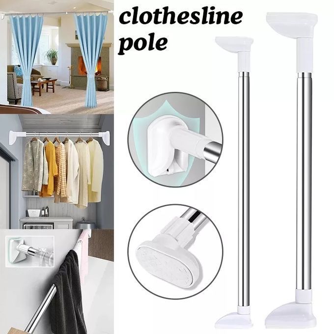 Multipurpose Extendable Telescopic Rod, Adjustable Shower Curtain Rod, Stainless Steel Clothing Rod, Drill-Free Adjustable Rod