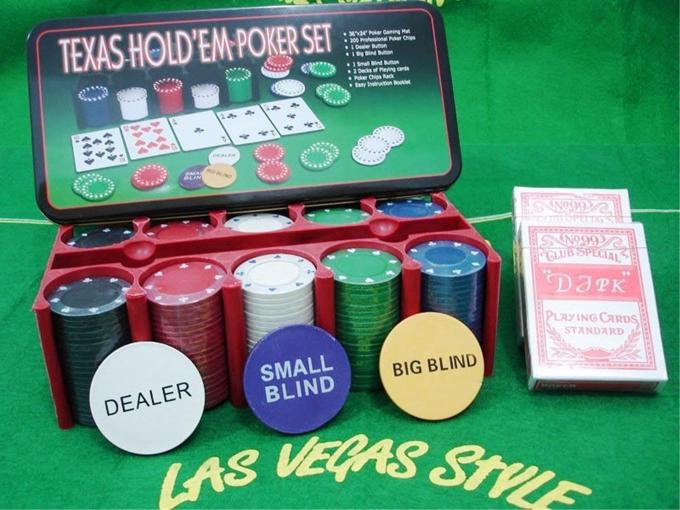 Texas Hold'em Poker Set, 200Pcs Casino Chips, 2 Decks Cards, Playing Cards and Tin Box, Texas Hold'em Poker Game Set with Gaming Mat