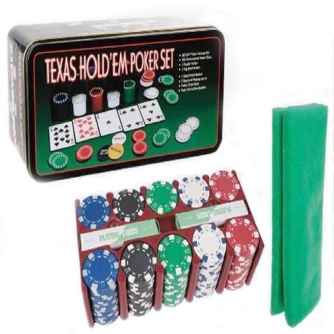 Texas Hold'em Poker Set, 200Pcs Casino Chips, 2 Decks Cards, Playing Cards and Tin Box, Texas Hold'em Poker Game Set with Gaming Mat