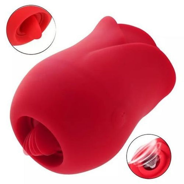 The Mighty ROSE, 2 In 1 Rose Suction Vibrator, Clitorial Stimulation Nipple Sucker Tongue Licking, Sex Toys