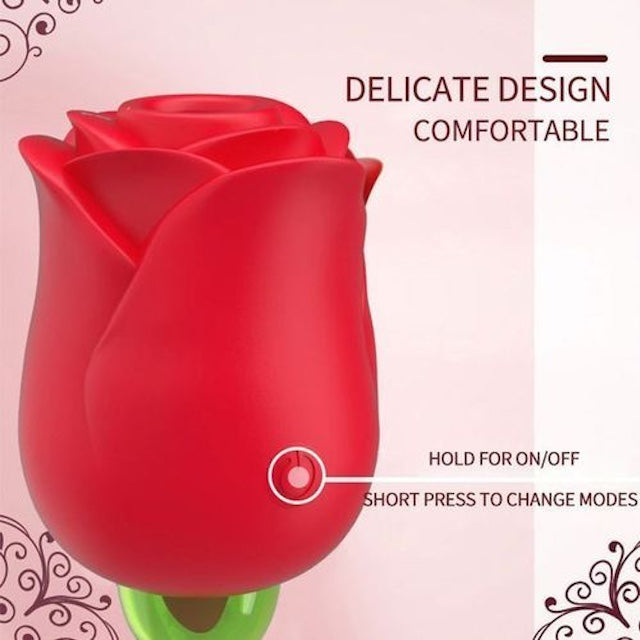 The Mighty ROSE, 2 In 1 Rose Suction Vibrator, Clitorial Stimulation Nipple Sucker Tongue Licking, Sex Toys