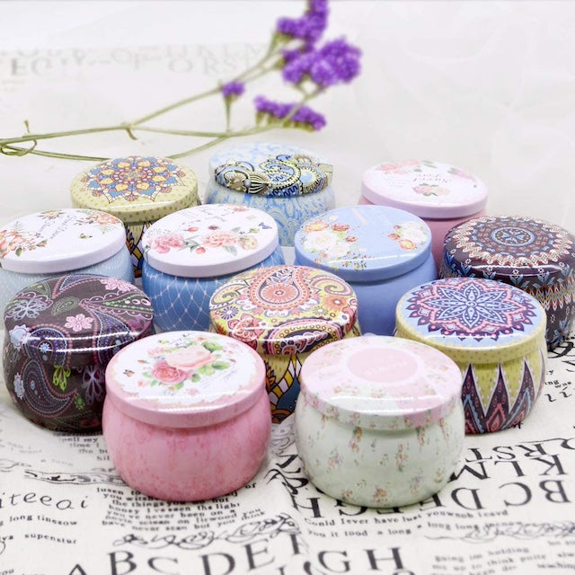 Lovely Mini Tin Candy Box Gift Jewelry Tin Box Cookie Candy Tea Storage Round Drum Tinplate, Flowers Tea Caddy Receive Box