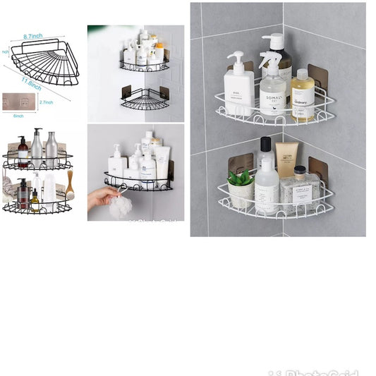 Triangular Storage Bracket, Corner Shower Caddy, Stainless Steel Adhesive Bathroom Shelf, Wall Mounted Storage Organizer