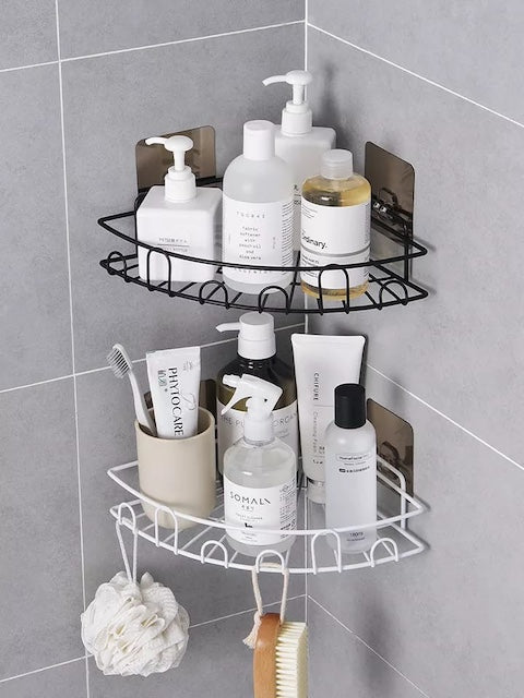 Triangular Storage Bracket, Corner Shower Caddy, Stainless Steel Adhesive Bathroom Shelf, Wall Mounted Storage Organizer