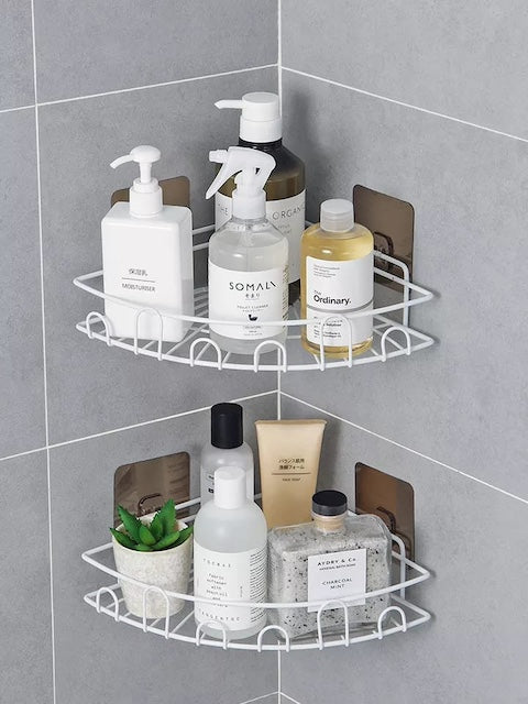 Triangular Storage Bracket, Corner Shower Caddy, Stainless Steel Adhesive Bathroom Shelf, Wall Mounted Storage Organizer