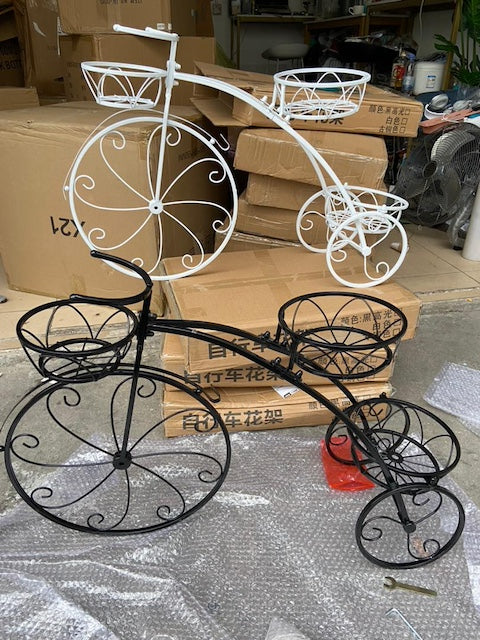 Tricycle Flower/Plant Stand, Plant Stand Plant Pot Stand, Tricycle Plant Stand Flower Pot Cart Holder with 3 Decorative Wheels