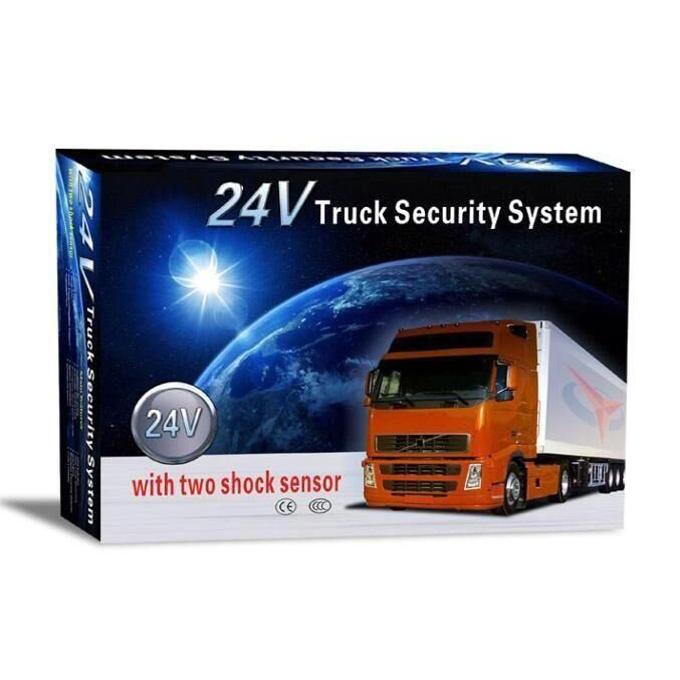 24V Truck Car Vehicle Alarm Security System Keyless Entry Siren 2 Remote Control with Two Shock Sensor