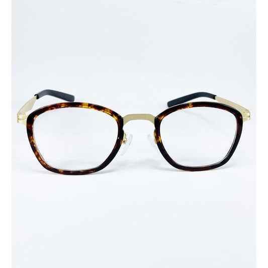 Turtle Shell Print Gold Stainless Steel Eyeglasses