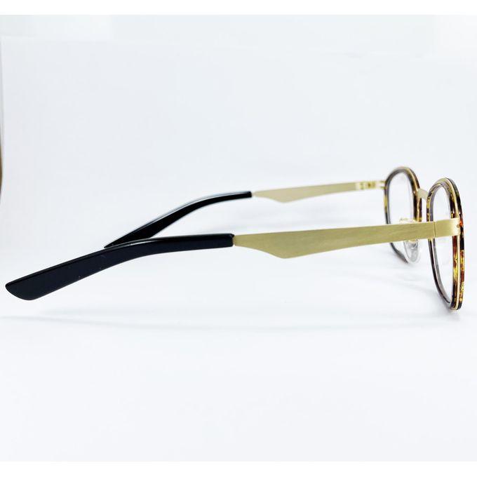 Turtle Shell Print Gold Stainless Steel Eyeglasses