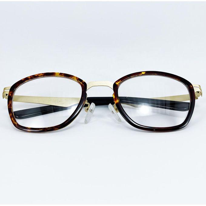 Turtle Shell Print Gold Stainless Steel Eyeglasses