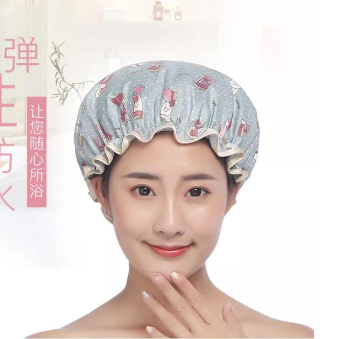 2-Layer Stylish Shower Cap Hat Hair Waterproof Bathing Spa