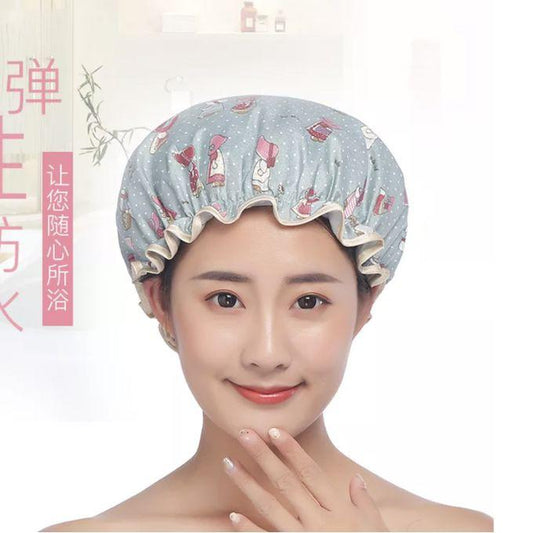 2-Layer Stylish Shower Cap Hat Hair Waterproof Bathing Spa