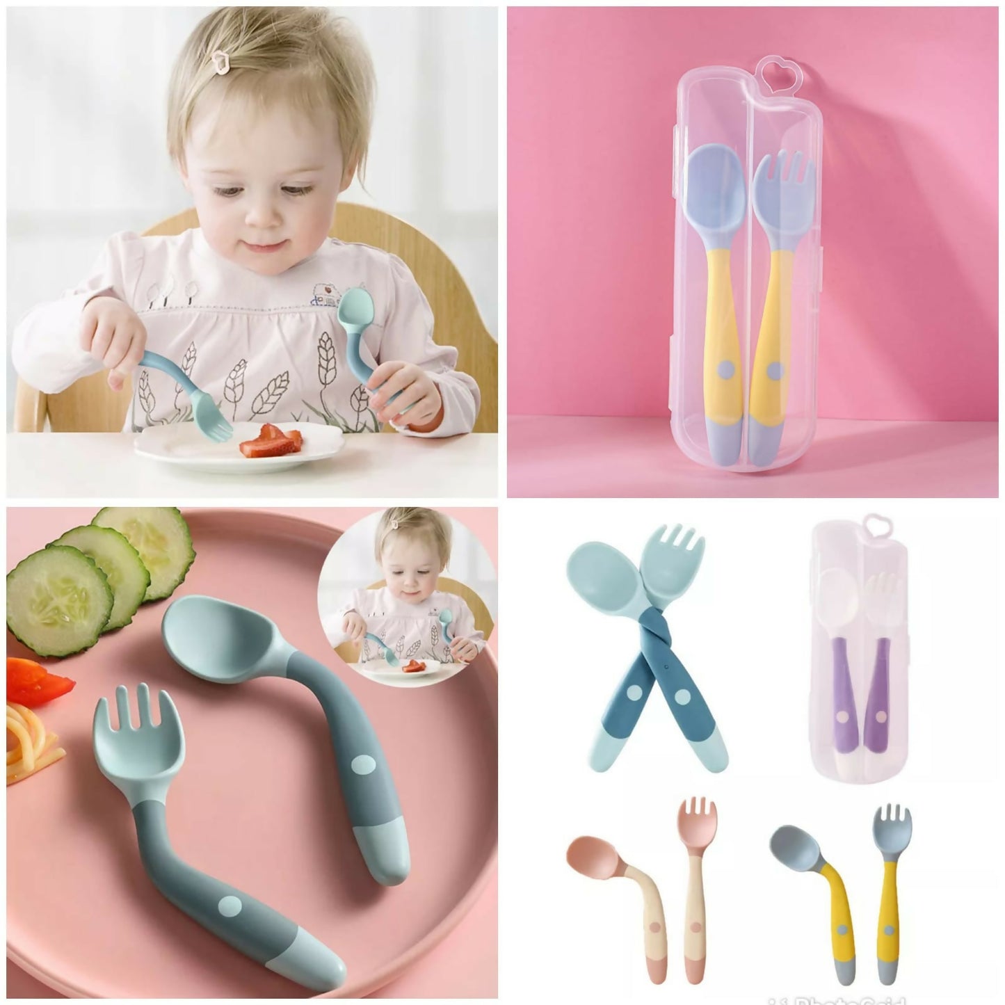 2-Piece Baby Bendable Silicone Spoon and Fork Set