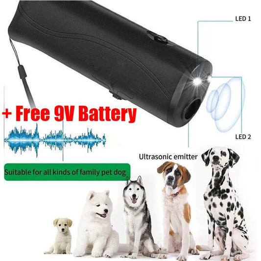 3 in 1 Ultrasonic Anti Bark Stop Barking Dog Training Repeller Handheld Control Trainer with LED Flashlight