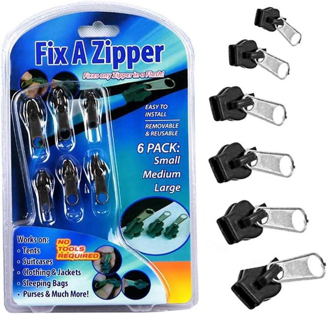 6 Pack Universal Zipper Repair Kit, Fixes any zipper in a Flash