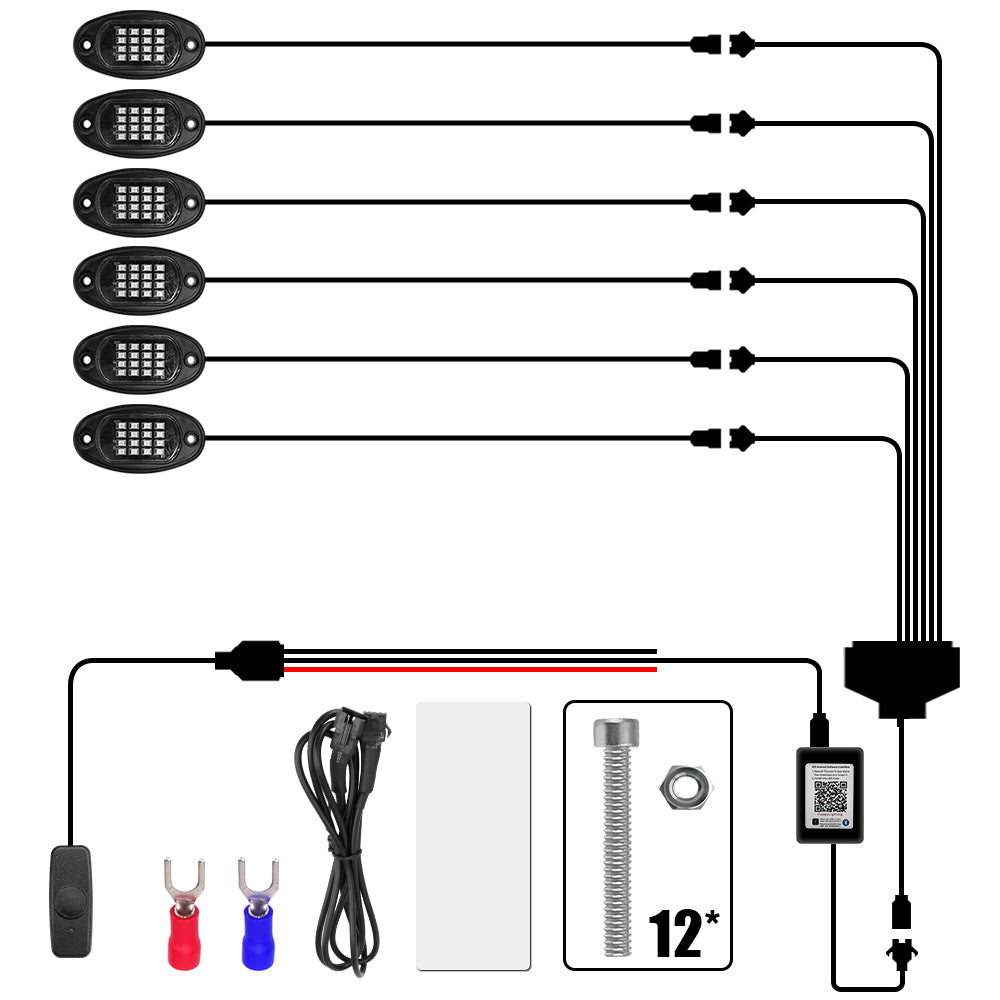 RGB LED Rock Lights 4/6/8 In 1 Car Chassis Light For Jeep Off-Road Truck Boat Music Sync Bluetooth APP Control Undergolw
