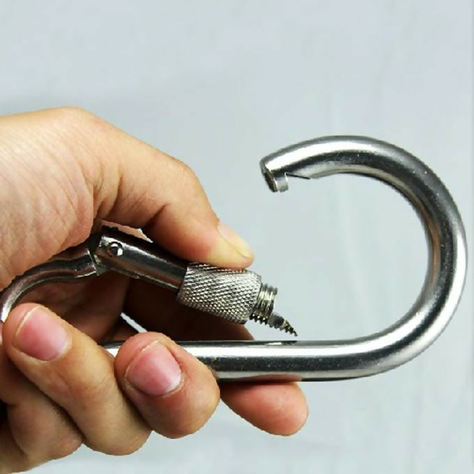 Strong Locking Heavy Duty Chromed Steel Carabiner Outdoor Activities Ring Clip Snap Hook Spring Loaded Screw