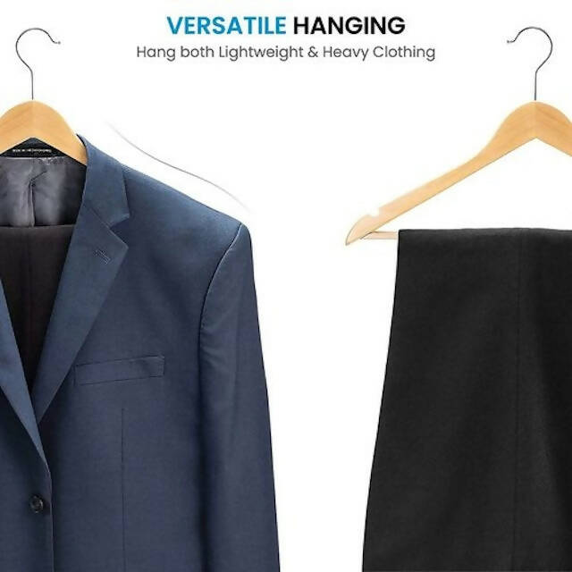 Wooden Coat Clothes Hangers With non-slip Suit Trouser bar