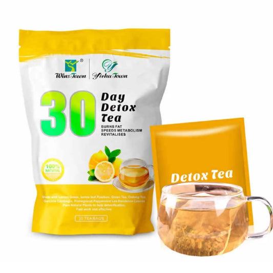 30 Days Detox Tea Flat Tummy Teabags, Lemon Flavor Natural Herbal - Wins Town