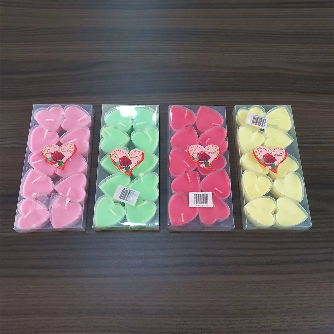 Heart Shaped Candles 10pc Set