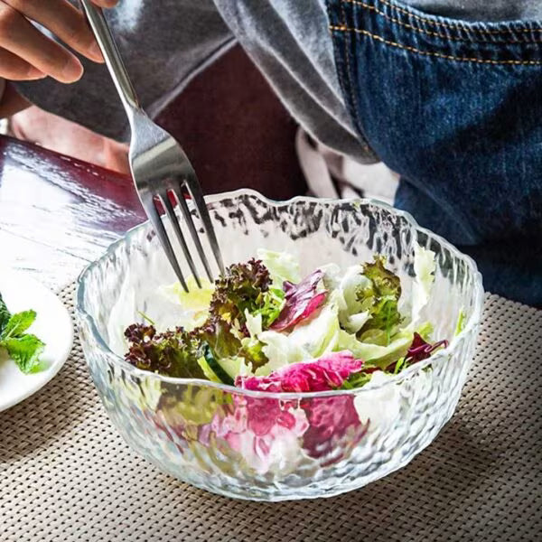 Textured Glass Bowl with Jagged Edge