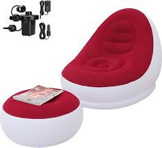 Inflatable Deluxe Lounge Seat / Inflatable seat with Foot rest & Free Pump (2pcs Sets)