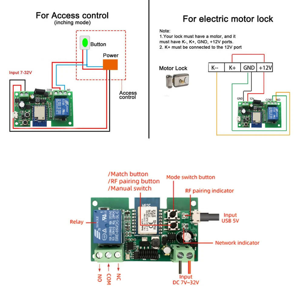 Tuya Smart Wifi Switch Relay Module Timer DC 7V/12V/24V/32V/220V Wireless Remote Control Inching/Self-Locking Alexa Google home