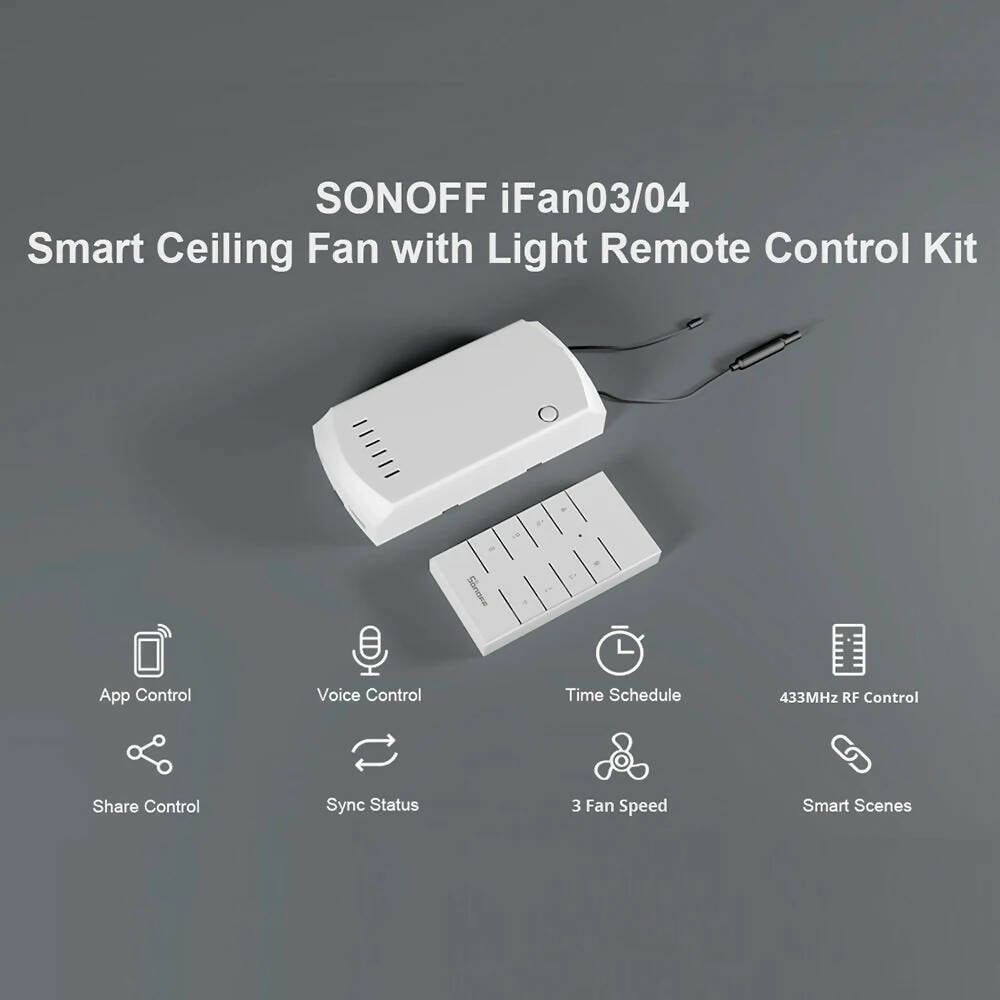 Sonoff IFan04 Smart Wifi Ceiling Fan & Light Controller RF 433Mhz Remote Control Smart Home Automation Module For Alexa Google