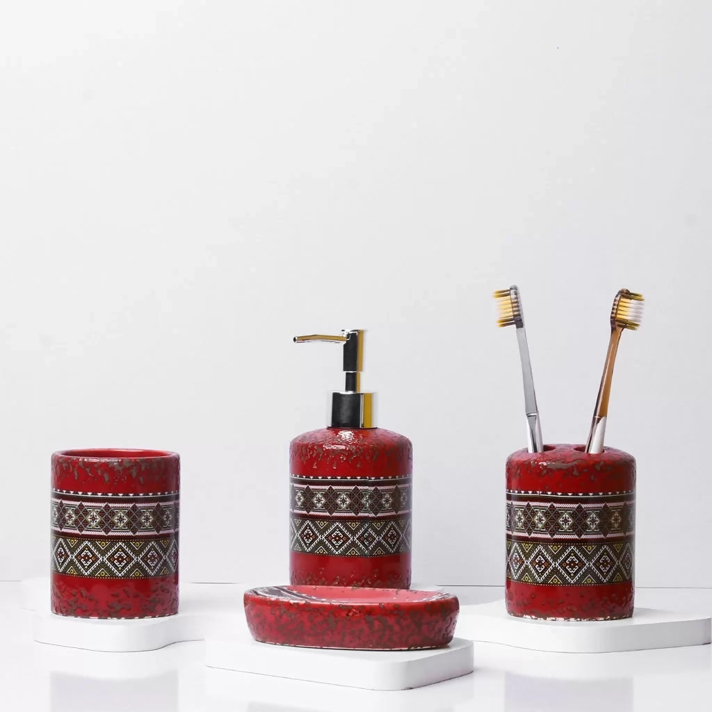 4pc Decorated Bathroom Accessory Set