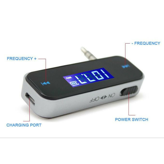 New 3.5mm In-Car Handsfree LCD Audio FM Transmitter for Smartphone Universal