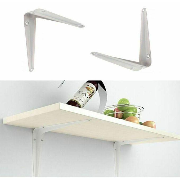 2pcs Wall Metal Shelf Bracket Standards Decorative Iron White Wall Mounted Hanging Support Corner Angle