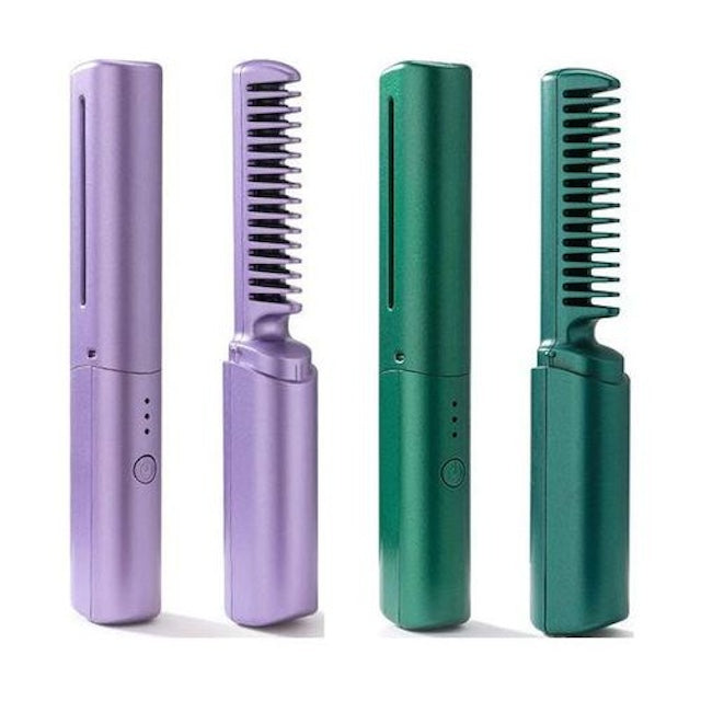 Wireless Hair Straightening Comb, Rechargeable Mini Hair Straightener, Portable Cordless Hair Straightener and Curler