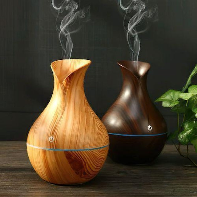 Wooden Ultrasonic Humidifier/Diffuser, Cool Mist Humidifiers, Aroma Air Humidifier with 7 LED Light Colorful Change