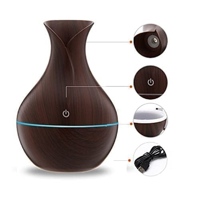 Wooden Ultrasonic Humidifier/Diffuser, Cool Mist Humidifiers, Aroma Air Humidifier with 7 LED Light Colorful Change