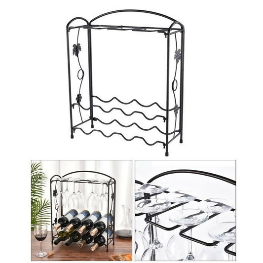 Steel Wine Rack With Glass Holder