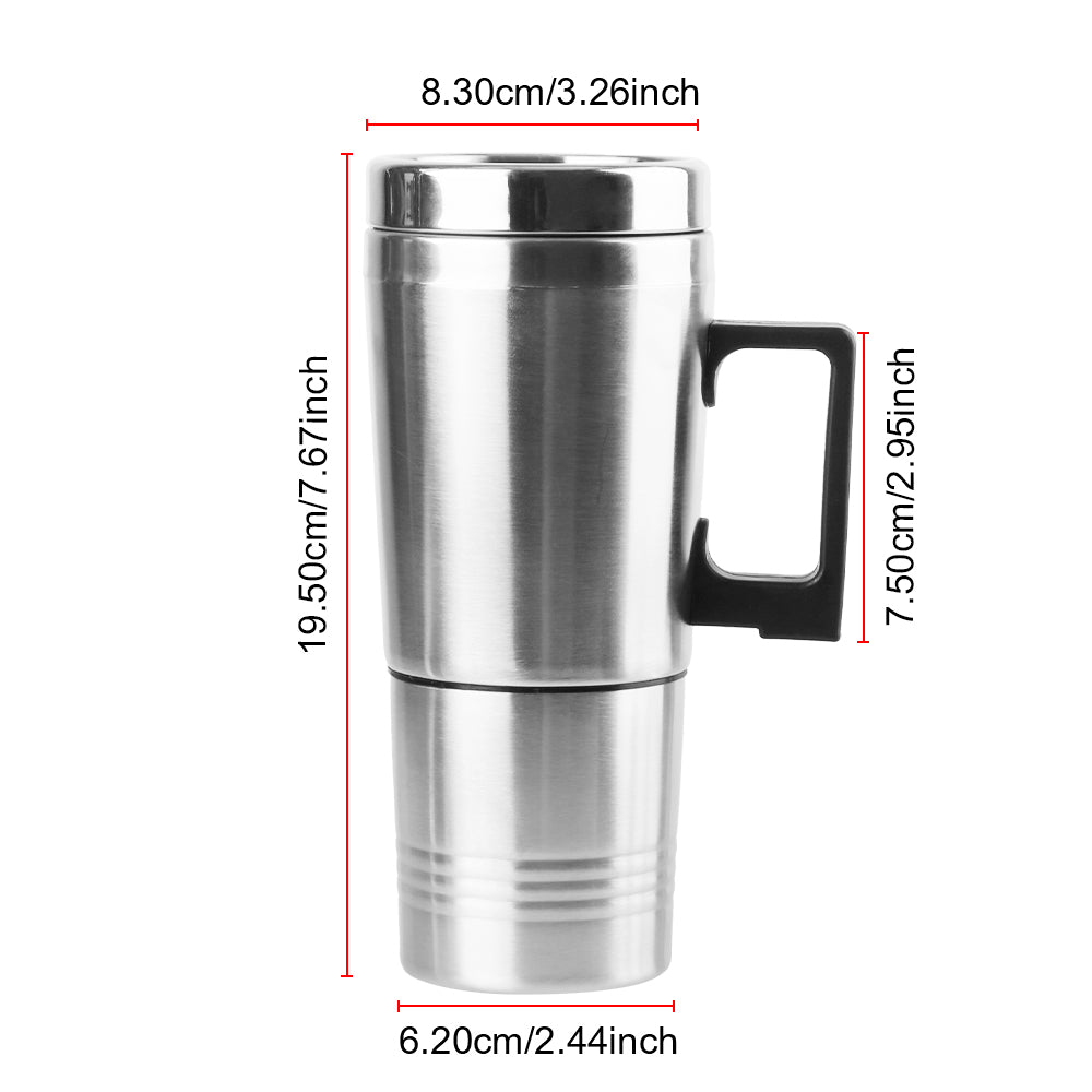 Vehicle Heating Cup Electric Heating Car Kettle 12V/24V 300ml Camping Travel Kettle Stainless Steel