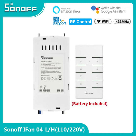 Sonoff IFan04 Smart Wifi Ceiling Fan & Light Controller RF 433Mhz Remote Control Smart Home Automation Module For Alexa Google