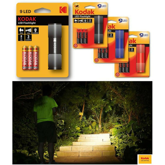 Kodak Original 25 Metres Super Bright Waterproof 9 LEDs Flashlight + 3 Heavy Duty Batteries