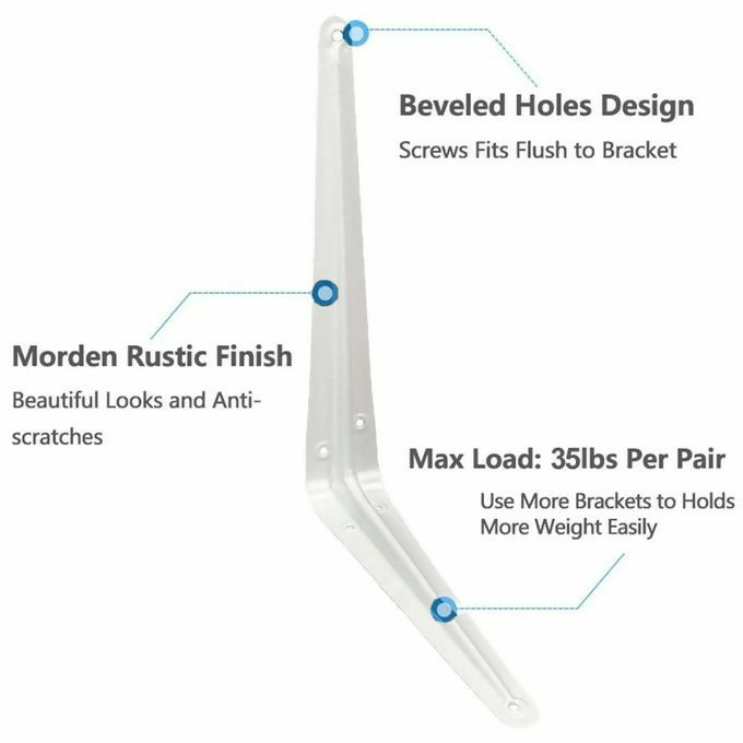 4pcs 4 Inch Shelf Brackets, Heavy Duty L Bracket, Shelf Corner Brace Right Angle Bracket, 3x4 Inch Floating Shelf Wall Mount Bracket (White)