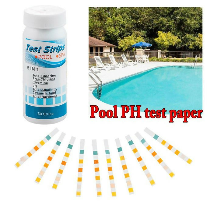 50Pcs/Box 6 In1 Swimming Pool PH Test Paper