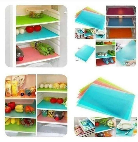 4pcs Colored Multipurpose Pvc Fridge Mats, Waterproof, Anti-Bacterial Fridge Mat